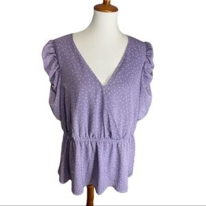 MAURICES POLKA DOT LAVENDER PEPLUM BLOUSE